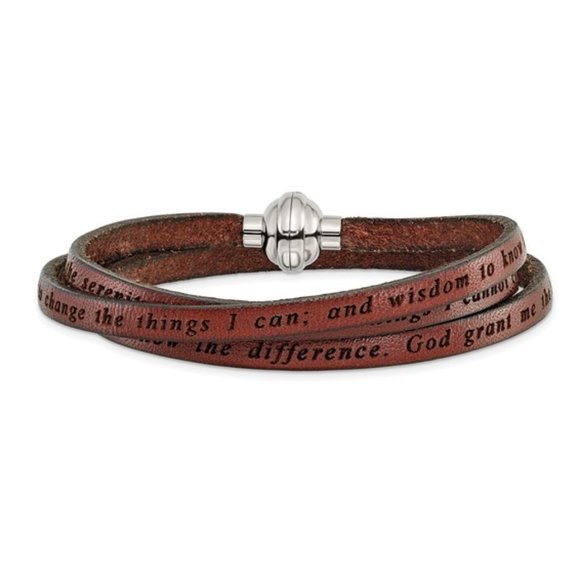 UNISEX Leather Bracelet Wrap Serenity Prayer - Picture 1 of 2